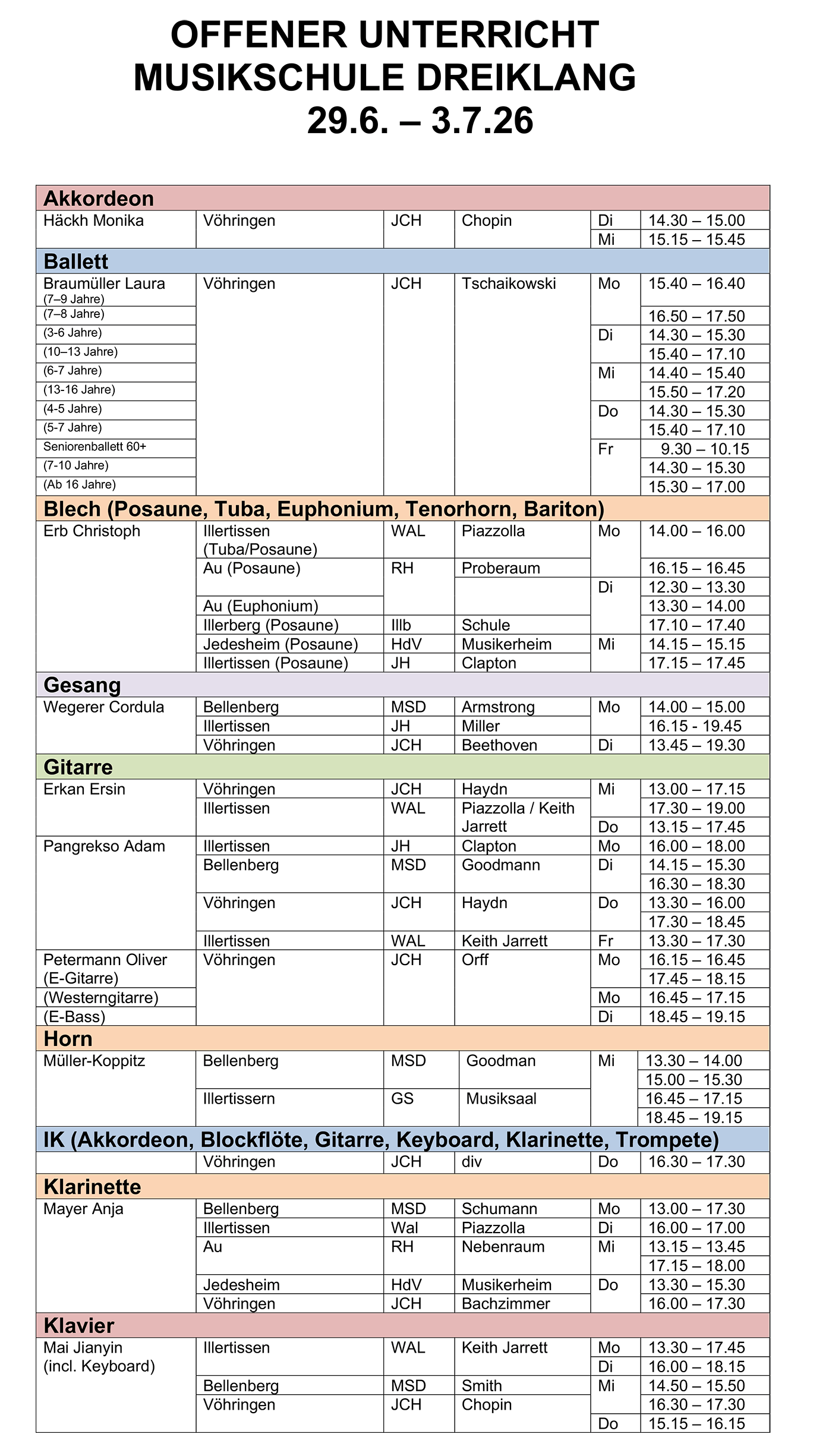 Musikschule Dreiklang e.V. Info-Woche Seite 1